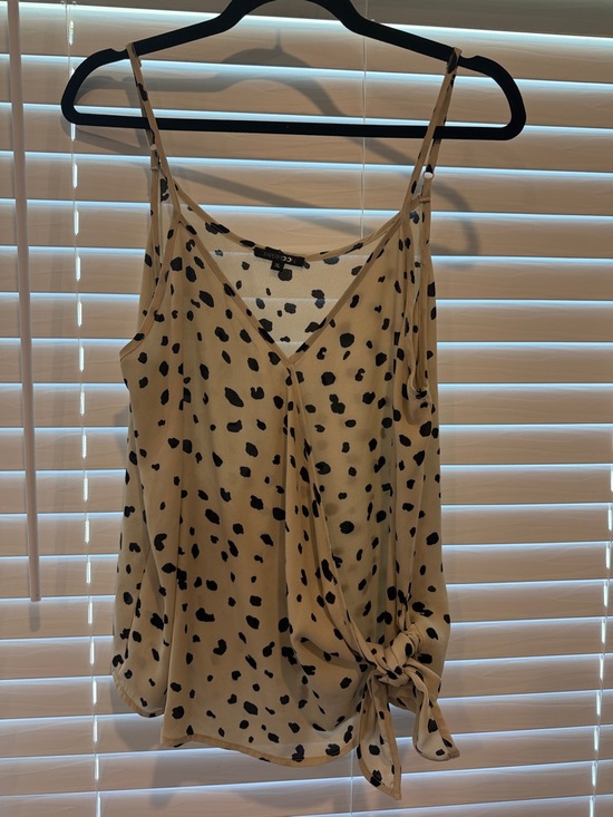 Papermoon Tops - Papermoon Cream and Black Spotted Tie-Hem V-Neck Camisole